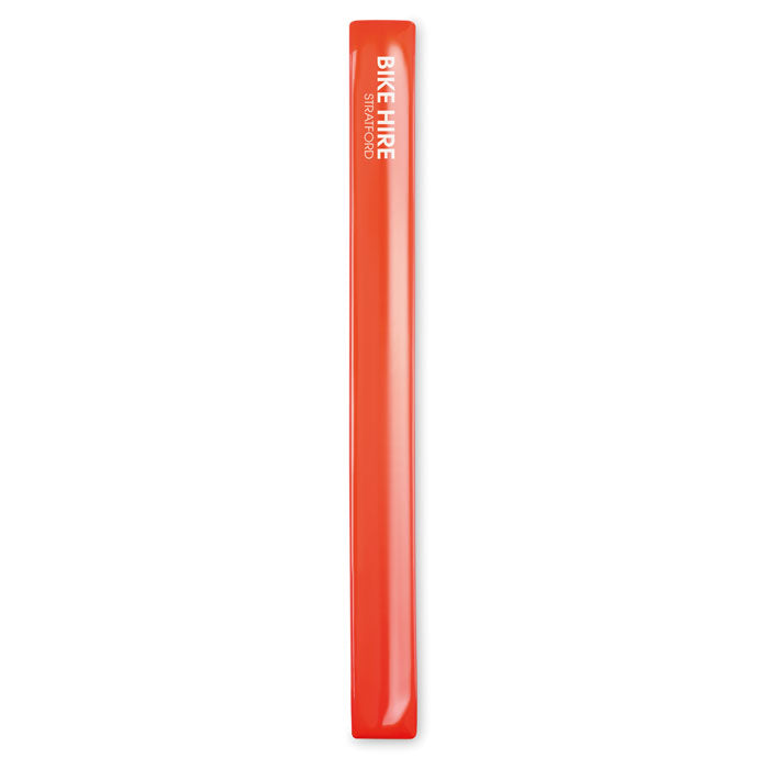 Branded Reflective Slap Wrist Band in Orange