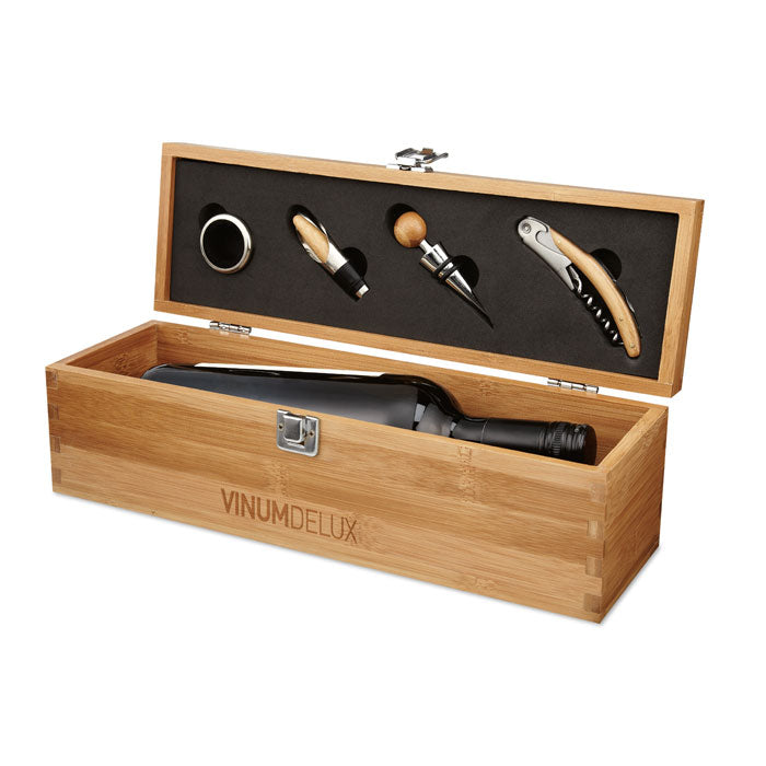 Branded Bamboo Gift Box Wine Set for One Bottle
