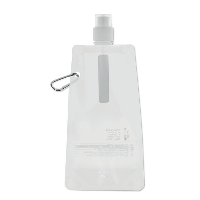 Branded Foldable PET Bottle with Carabiner in White