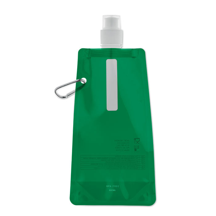 Branded Foldable PET Bottle with Carabiner in Green