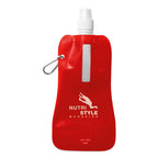 Branded Foldable PET Bottle with Carabiner in Red