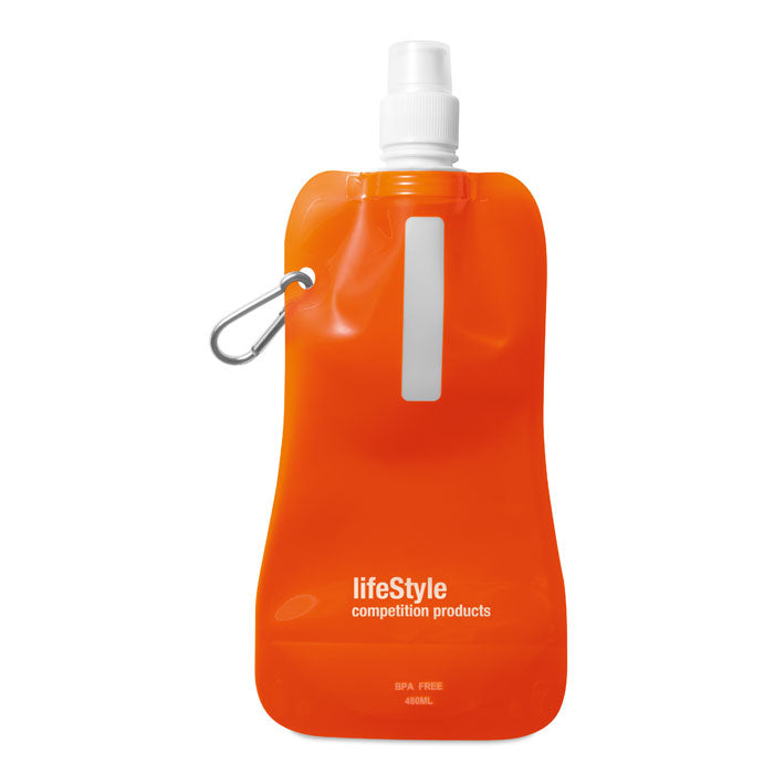 Branded Foldable PET Bottle with Carabiner in Orange