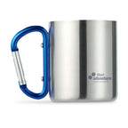 Branded Double Wall Mug with Carabiner Handle - 220ml in Blue