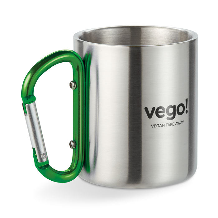 Branded Double Wall Mug with Carabiner Handle - 220ml without branding