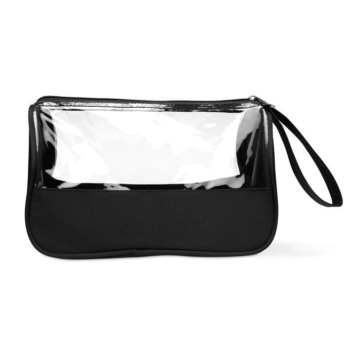 Branded Microfibre Toiletry Bag with Wrist Handle in Black