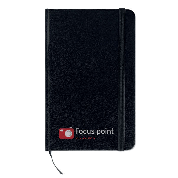 Branded A5 Squared PVC Hard Cover Notebook in Black