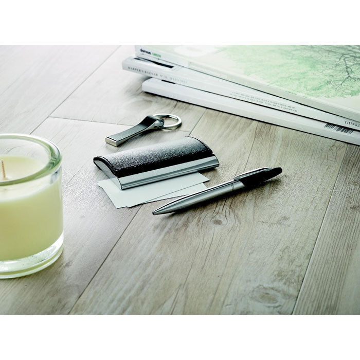 Branded Business Gift Set in PU Leather in use