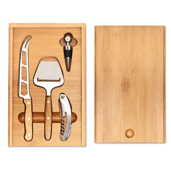 Branded Bamboo Cheese and Wine Set