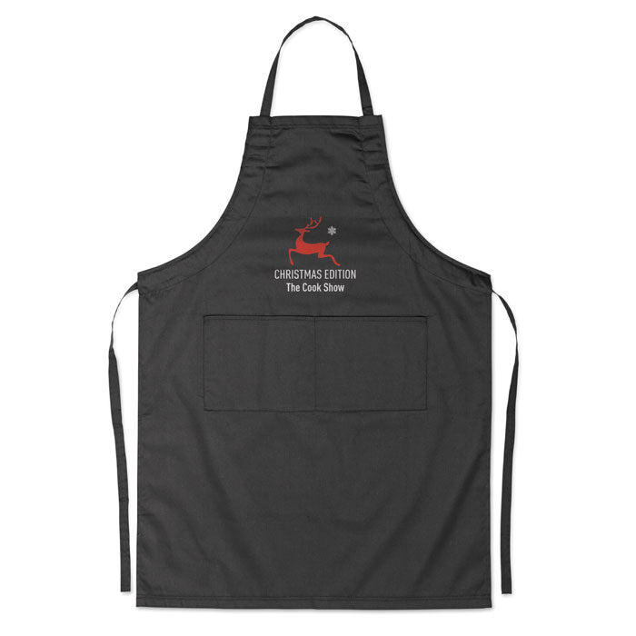 Branded Adjustable Kitchen Apron with 2 Pockets in Black