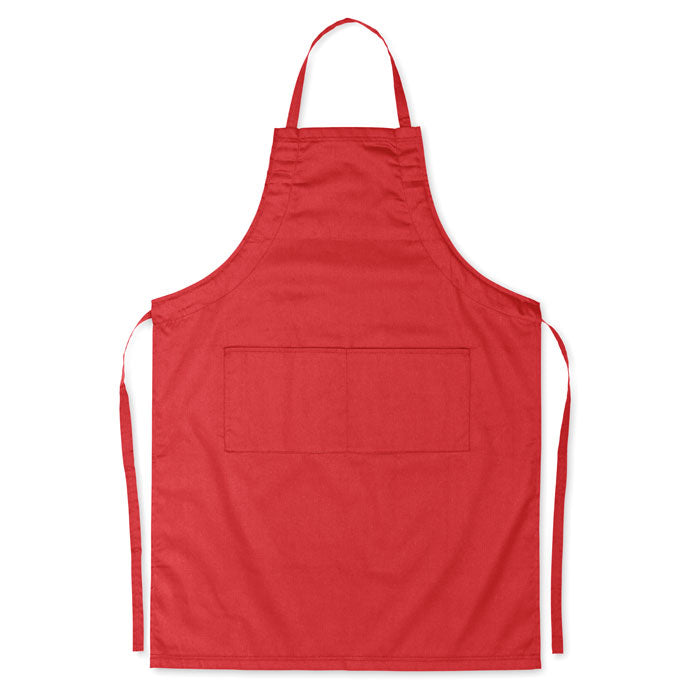 Branded Adjustable Kitchen Apron with 2 Pockets in Red