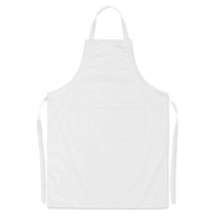 Branded Adjustable Kitchen Apron with 2 Pockets in White