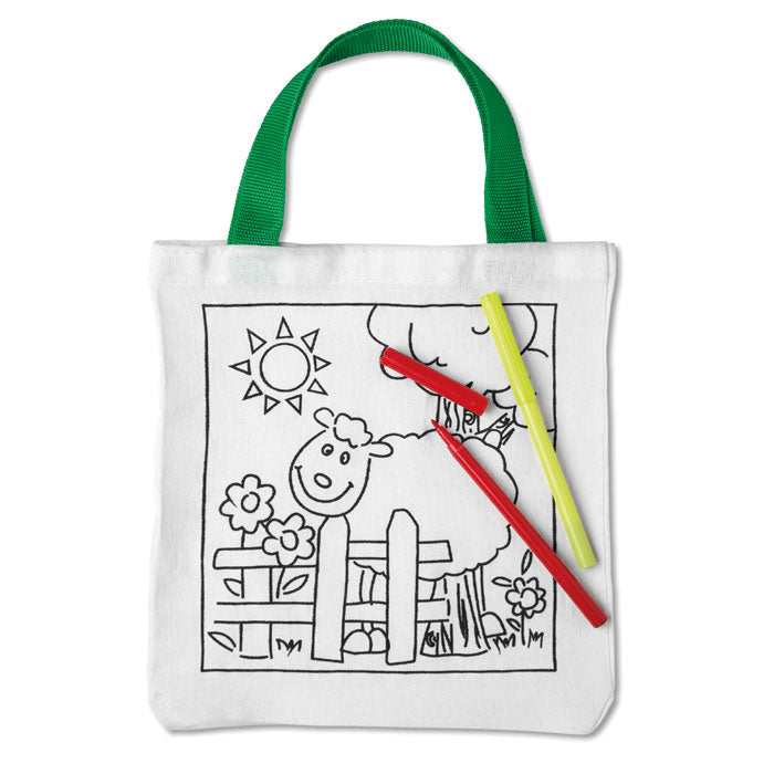 Branded Cotton Tote Bag with 5 Colouring Pens without branding