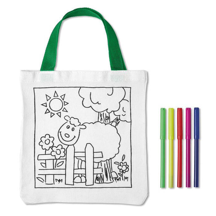 Branded Cotton Tote Bag with 5 Colouring Pens without branding