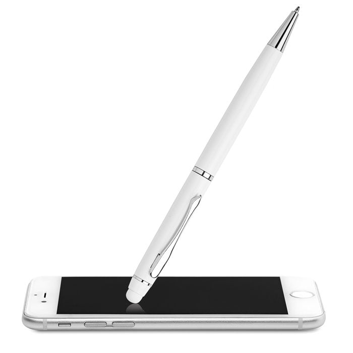 Branded twist stylus pen in paper box, boxed