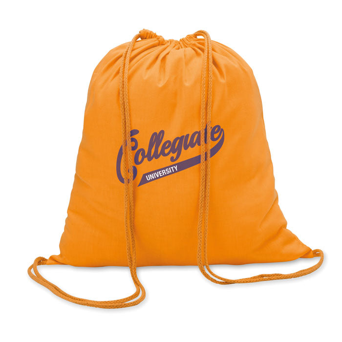 Branded Cotton Drawstring Bag 100gsm in Orange
