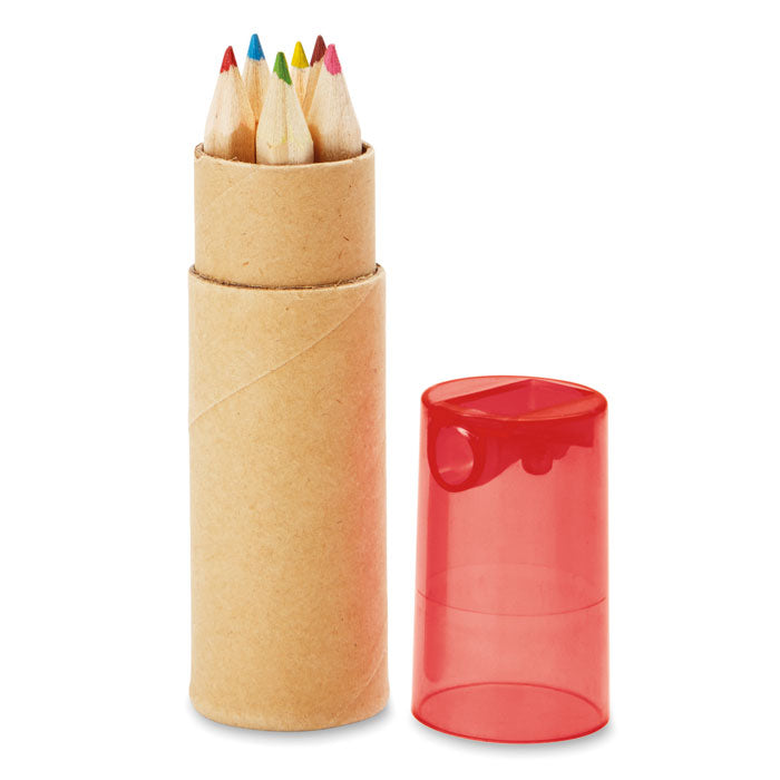 Branded Colouring Pencils in Tube - 6 Piece in Red