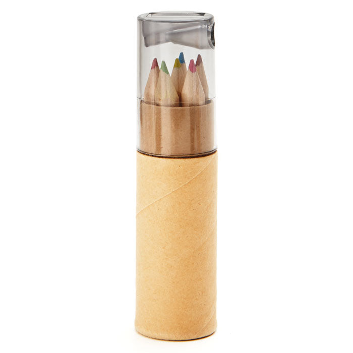 Branded Colouring Pencils in Tube - 6 Piece in Grey