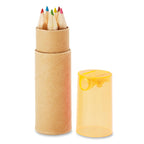 Branded colouring pencils in tube, back view