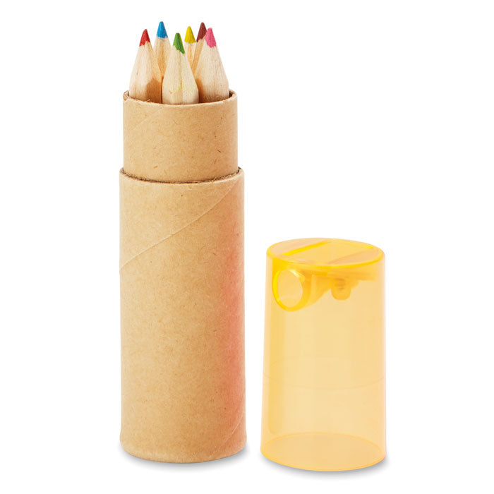 Branded colouring pencils in tube, back view
