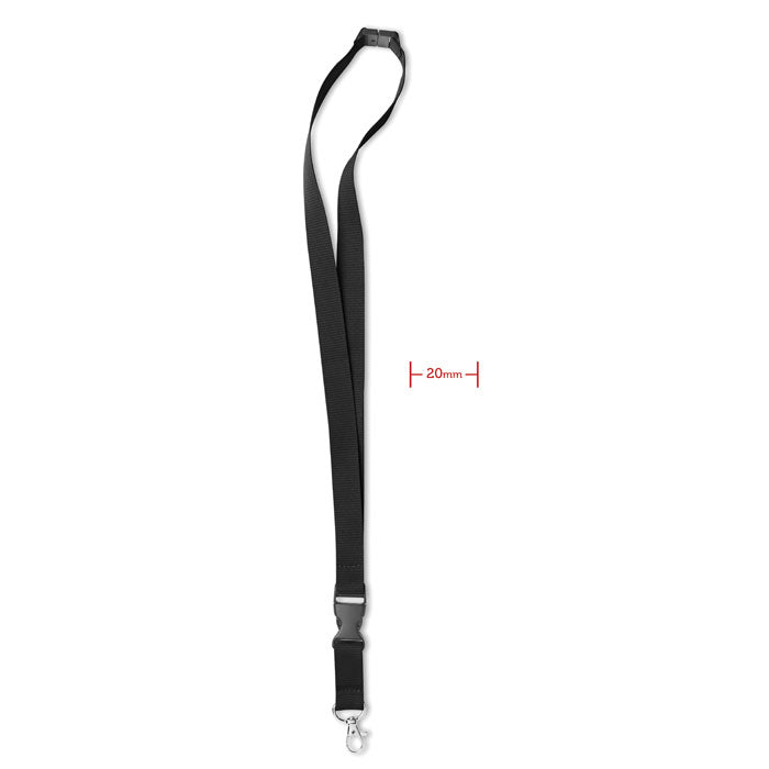 Branded 20mm Lanyard with Hook and Detachable Buckle in Black