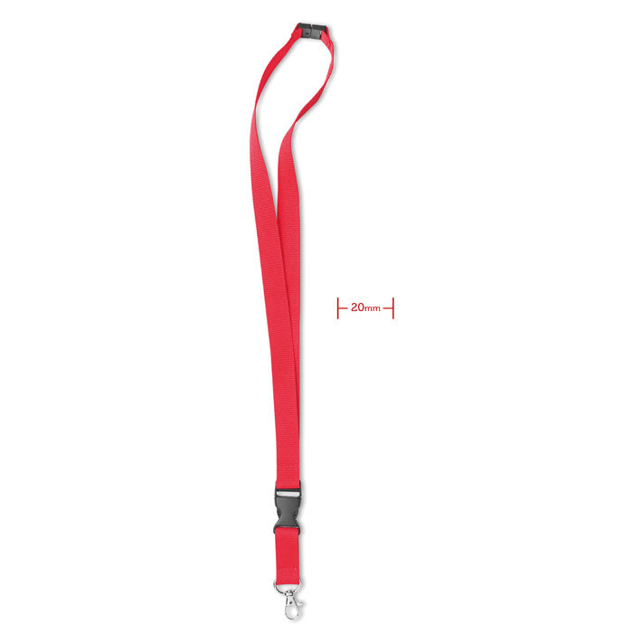 Branded 20mm Lanyard with Hook and Detachable Buckle in Red