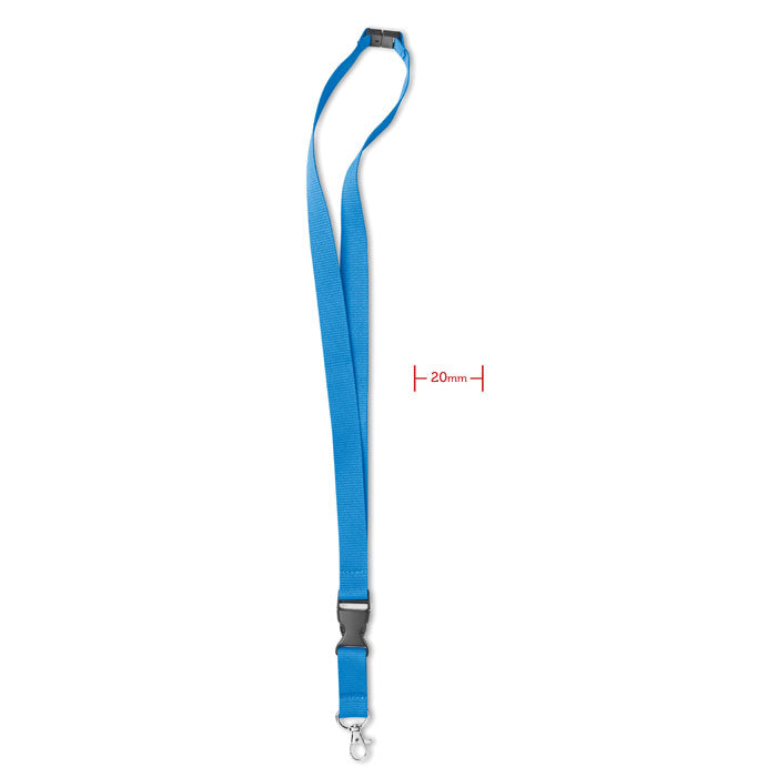 Branded 20mm Lanyard with Hook and Detachable Buckle in Blue