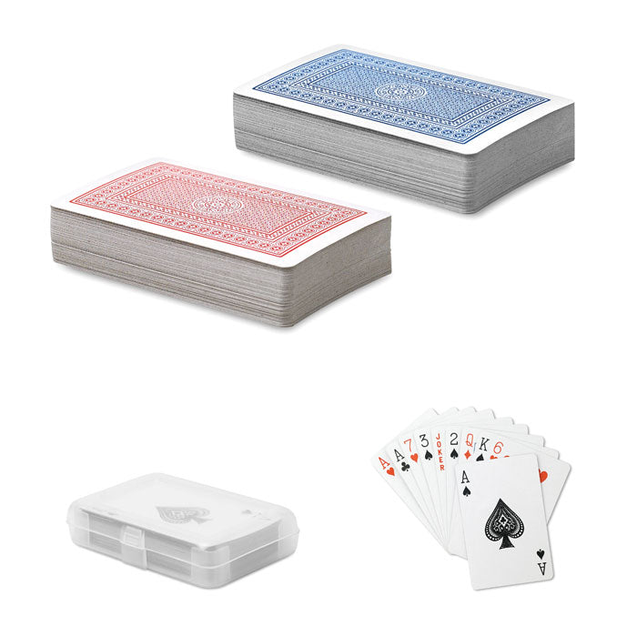 Branded Playing Cards in Plastic Case in Blue
