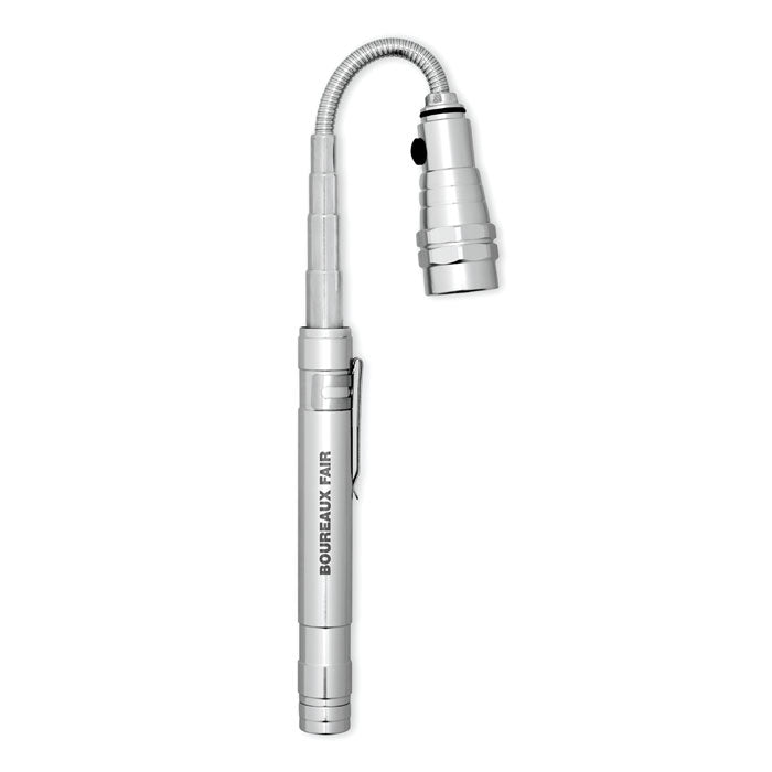 Branded Extendable Aluminium Torch in Silver