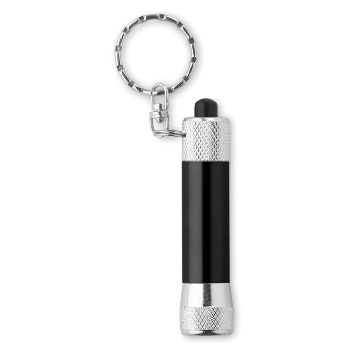 Branded Aluminium Torch Key Ring in Black