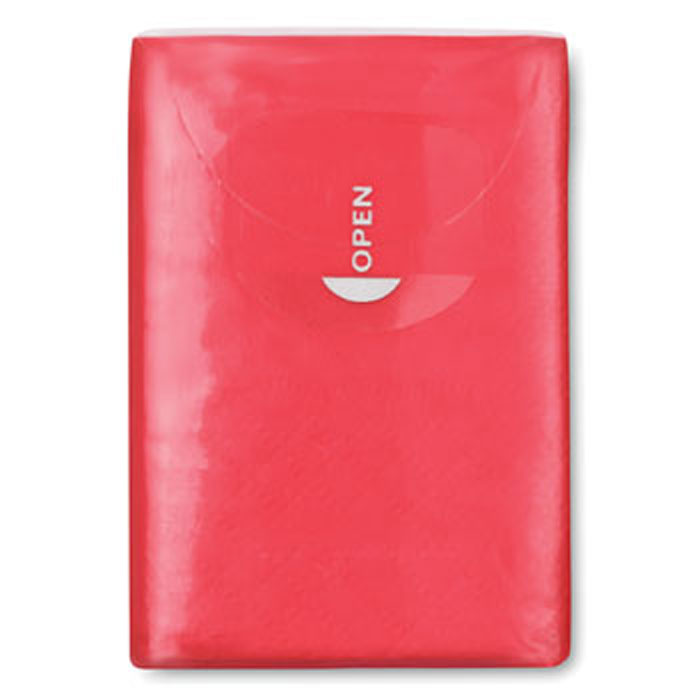 Branded Mini Tissues in Packet in Red