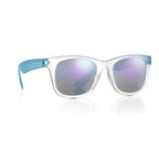 Branded Coloured Arm Sunglasses with Mirrored Lenses in Blue