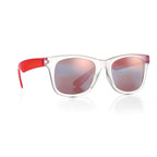 Branded Coloured Arm Sunglasses with Mirrored Lenses in Red