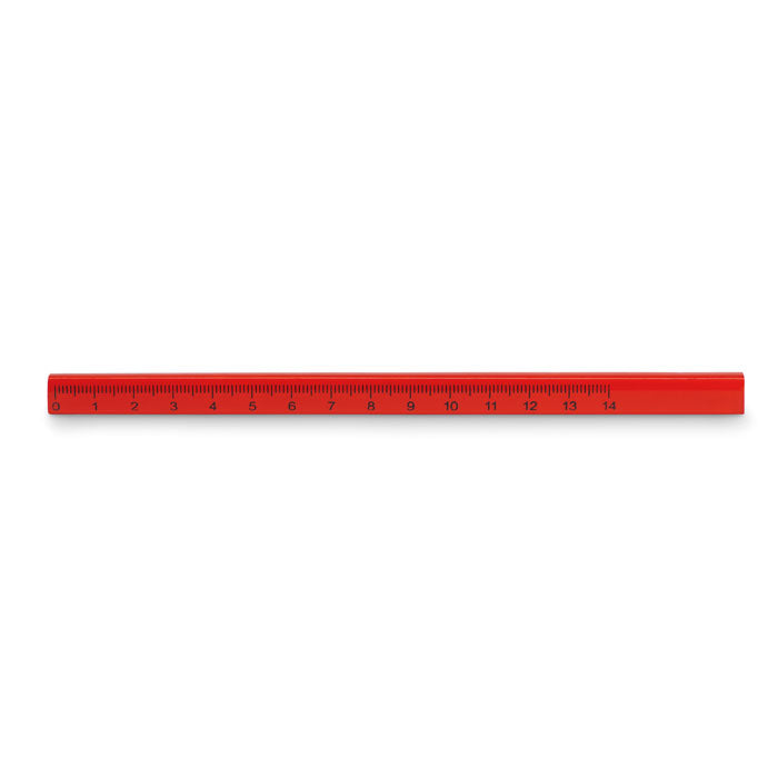 Branded Carpenter's Pencil with Ruler in Red