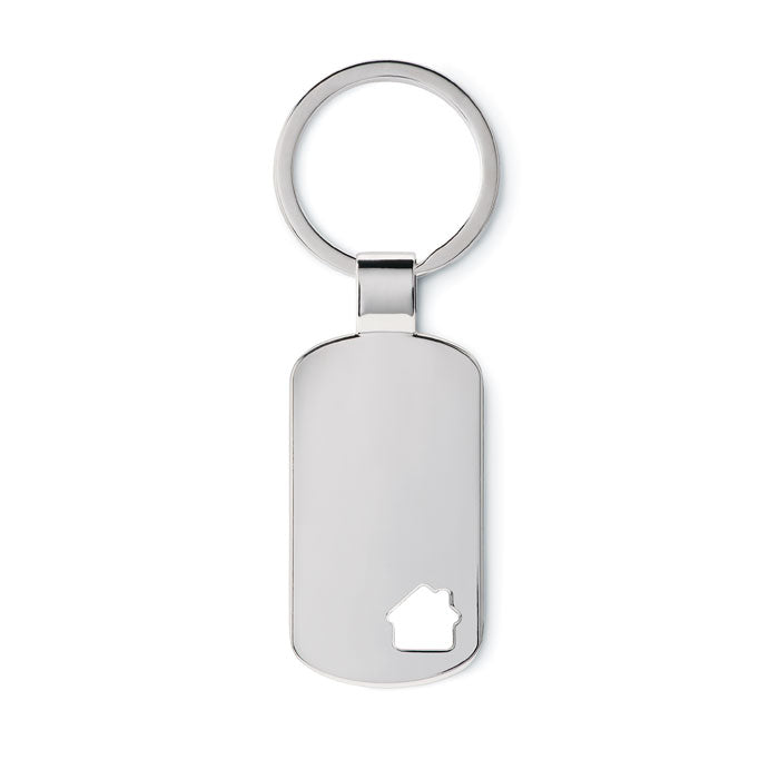 Branded Metal Key Ring with House Detail