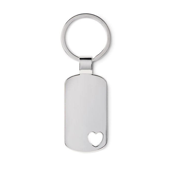 Branded Metal Key Ring with Heart Detail