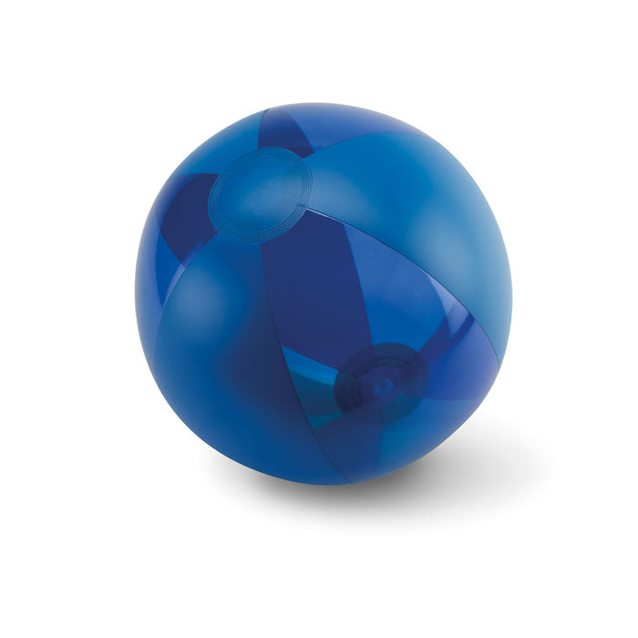 Branded Inflatable Beach Ball with Transparent Panels in Blue