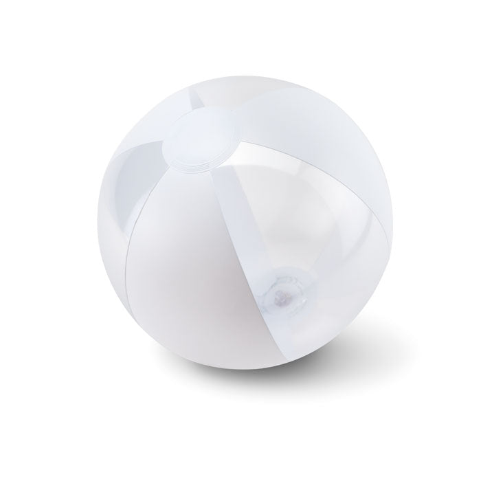 Branded Inflatable Beach Ball with Transparent Panels in White