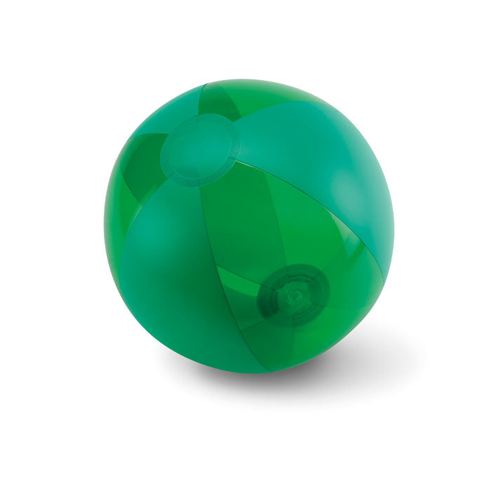 Branded Inflatable Beach Ball with Transparent Panels in Green