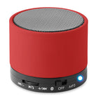 Branded Round Rubber Finish Wireless Speaker in Red