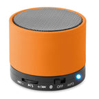 Branded Round Rubber Finish Wireless Speaker in Orange