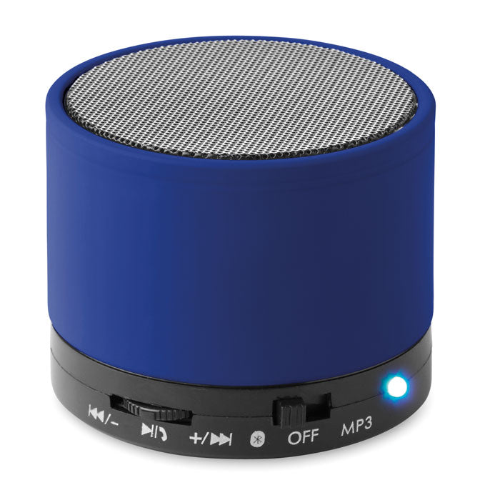 Branded Round Rubber Finish Wireless Speaker in Blue