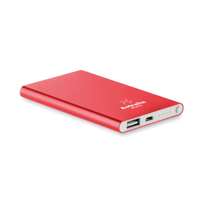 Branded Recycled Aluminium Power Bank 4000mAh 5W in Red