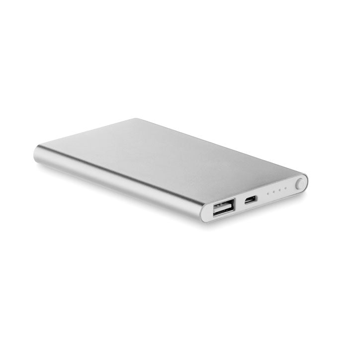 Branded Recycled Aluminium Power Bank 4000mAh 5W in Silver