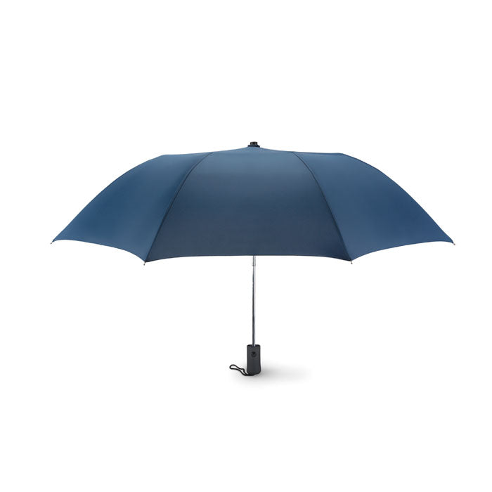 Branded 21 Inch Foldable Auto Open Umbrella in Blue