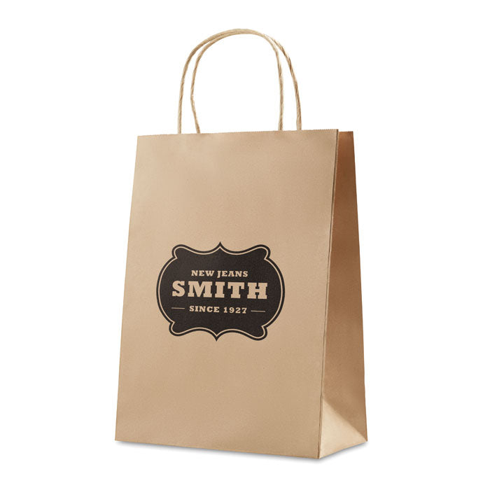 Branded Gift Paper Bag Medium 150gsm in Brown