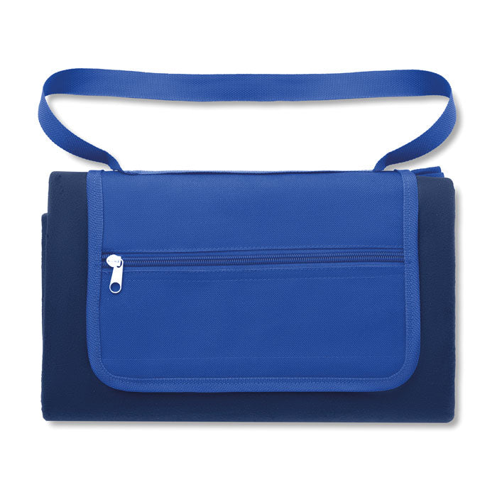 Branded Foldable Fleece Picnic Blanket in Blue