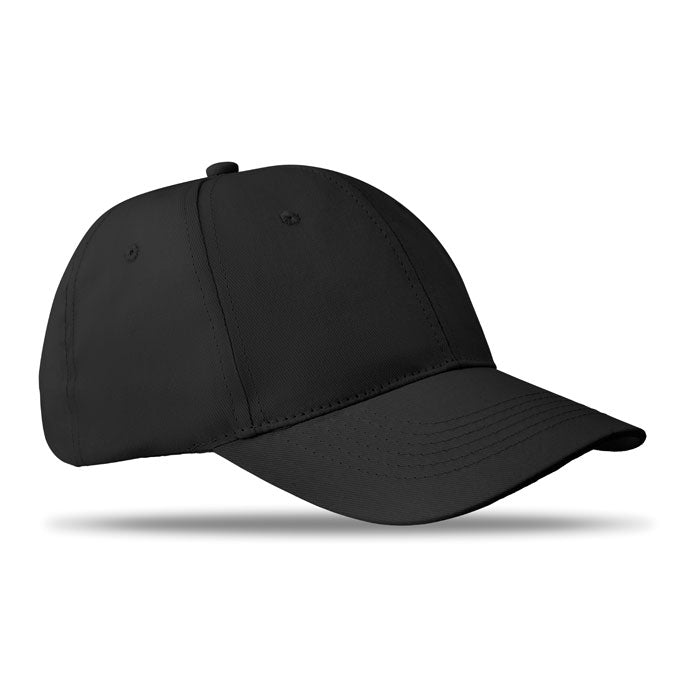 Branded 6 Panel Cotton Twill Baseball Cap 160gsm in Black