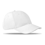 Branded 6 Panel Cotton Twill Baseball Cap 160gsm in White