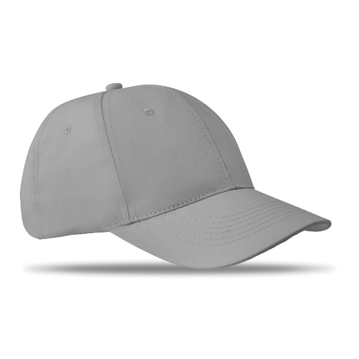 Branded 6 Panel Cotton Twill Baseball Cap 160gsm in Grey