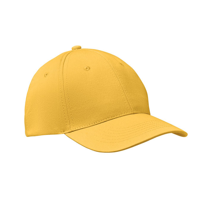 Branded 6 Panel Cotton Twill Baseball Cap 160gsm in Yellow
